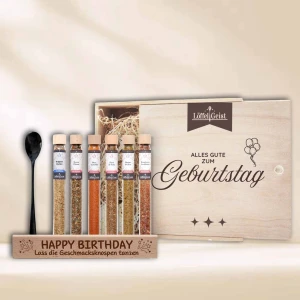 Gewürz-Geschenkset Alles Gute zum Geburtstag in edler Holzbox
